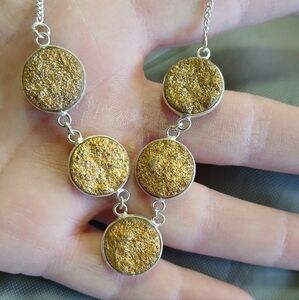 New Gold Druzy Silver Necklace.